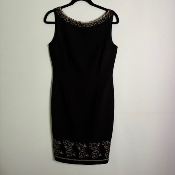 Maggy London Sleeveless Black Dress w/ Paisley Embroidery Size 8 - Picture 1 of 8